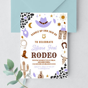 Meine erste Rodeo Cowgirl Southwestern Ranch Gebur Einladung