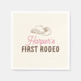 Meine erste Rodeo personalisierte pinke Cowgirl-Ge Serviette