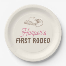 Meine erste Rodeo Personalized Rosa Cowgirl Geburt Pappteller