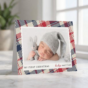 Meine erste Weihnachten Moderne Karo-Baby-Foto
