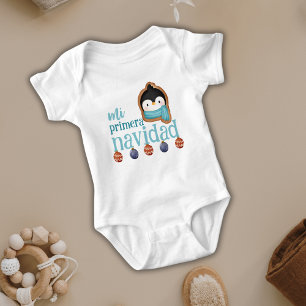 Meine erste Weihnachten Süßer Pinguin Spanisches B Baby Strampler
