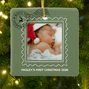 Meine erste Weihnachts-Baby-Postleitzahl-Foto  Keramikornament
