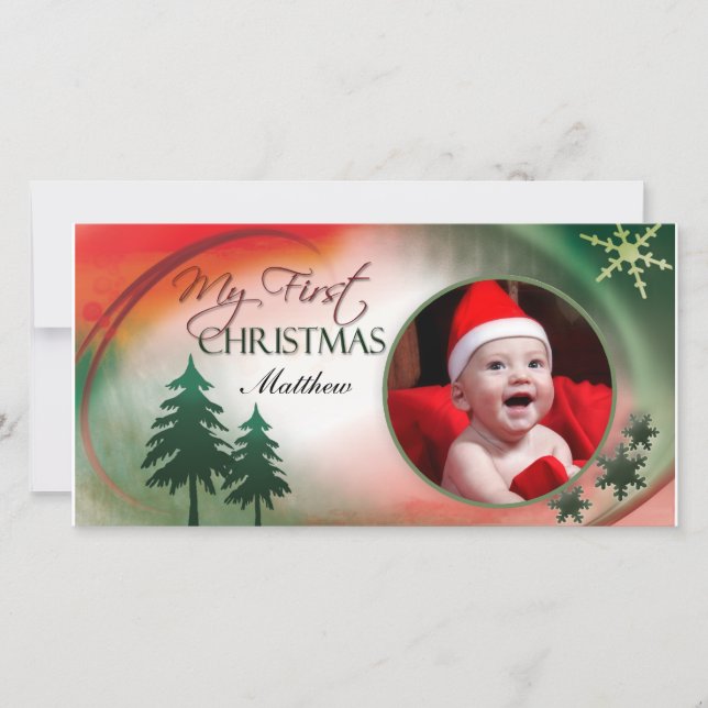 Meine erste Weihnachts-Fotokartenvorlage Feiertagskarte (Vorderseite)