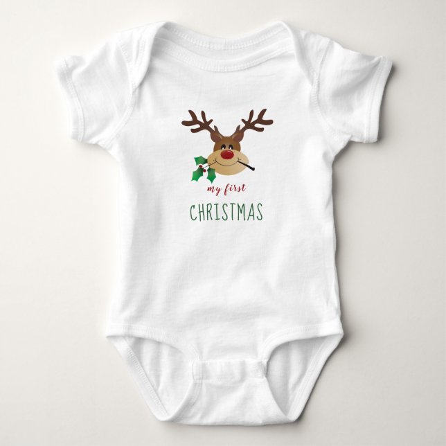 Meine erste Weihnachts-Niedlich-Rentiere Baby Strampler (Vorderseite)