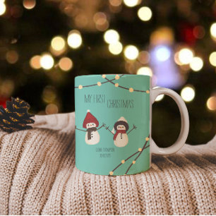 Meine erste Weihnachts-Schneemann-Illustration Zweifarbige Tasse
