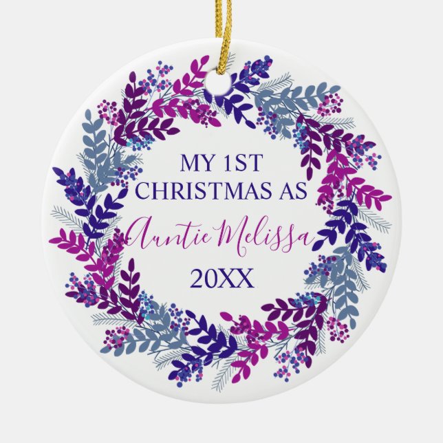 Meine erste Weihnachtsfeier als Lila Jahr Keramik Ornament (Vorne)