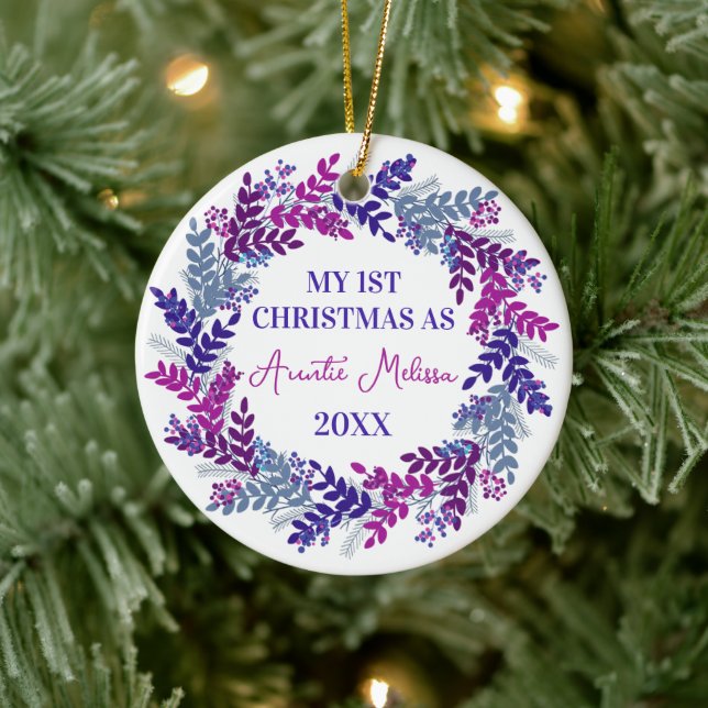 Meine erste Weihnachtsfeier als Lila Jahr Keramik Ornament (Baum)