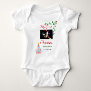 Meine erste Weihnachtskerze mit Baby-Foto Name Baby Strampler