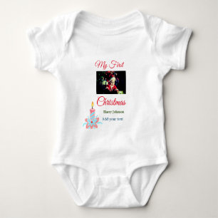 Meine erste Weihnachtskerze mit Baby-Foto Name Baby Strampler