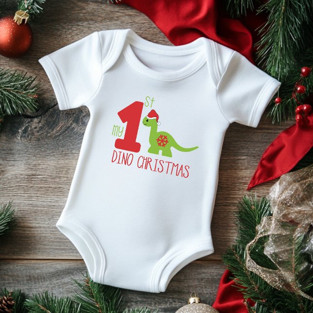 Meine erste Weihnachtstypografie Niedlich Dinosaur Baby Strampler (Von Creator hochgeladen)