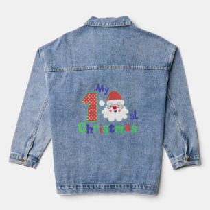 Meine erste Weihnachtstypografie Niedlich Santa Ba Jeansjacke