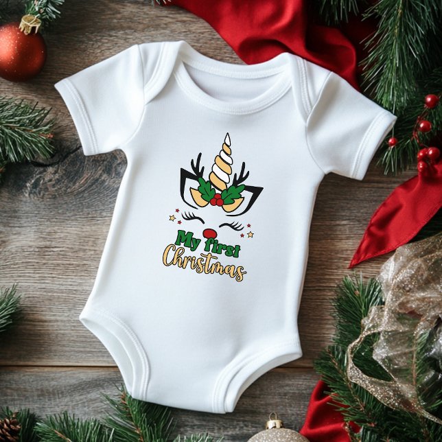 Meine erste Weihnachtstypografie Niedliche festlic Baby Strampler (Von Creator hochgeladen)