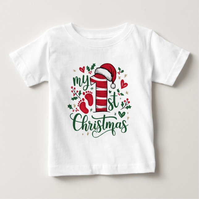 Meine erste Weihnachtstypografie Niedliche Weihnac Baby T-shirt (Vorderseite)