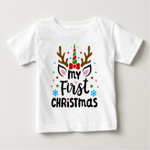 Meine erste Weihnachtstypografie Süße Einhorn Baby T-shirt