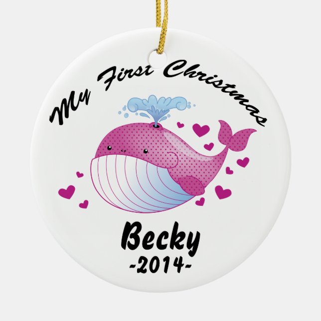 Meine erste Weihnachtsverzierung - Baby - Wal Keramikornament (Vorne)