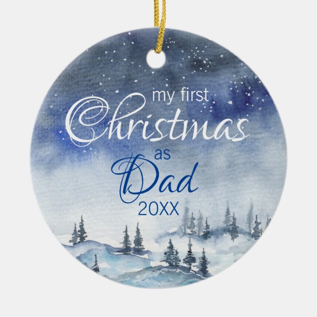 Meine erste Weihnachtszeit als Vater Winterfarbenj Keramik Ornament (Vorne)
