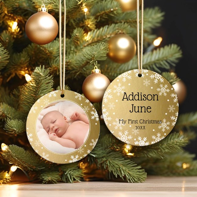 Meine erste Weihnachtszeit, Gold-Foto-Sake Keramik Ornament (Von Creator hochgeladen)