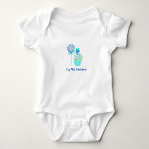 Meine ersten blauen Weihnachtslollolen Baby Strampler