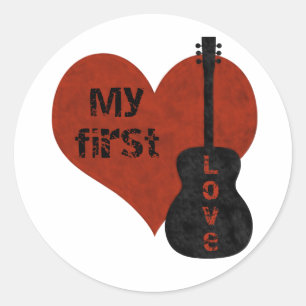Meine ersten Liebe-Gitarren-Aufkleber Runder Aufkleber