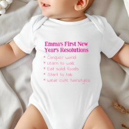 Meine ersten Neujahrsvorsätze, Mädchen, Lustig    Baby Strampler