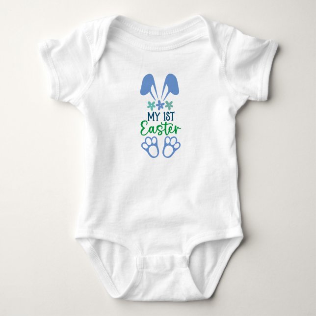 Meine ersten Osterblauen Zitate für Jungen Baby Strampler (Vorderseite)