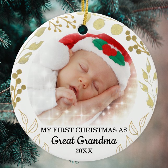 Meine ersten Weihnachten als großes Oma-Foto Keramik Ornament (Von Creator hochgeladen)
