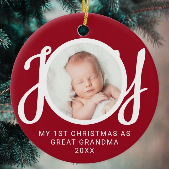Meine ersten Weihnachten als großes Oma Foto rot Keramik Ornament (Von Creator hochgeladen)