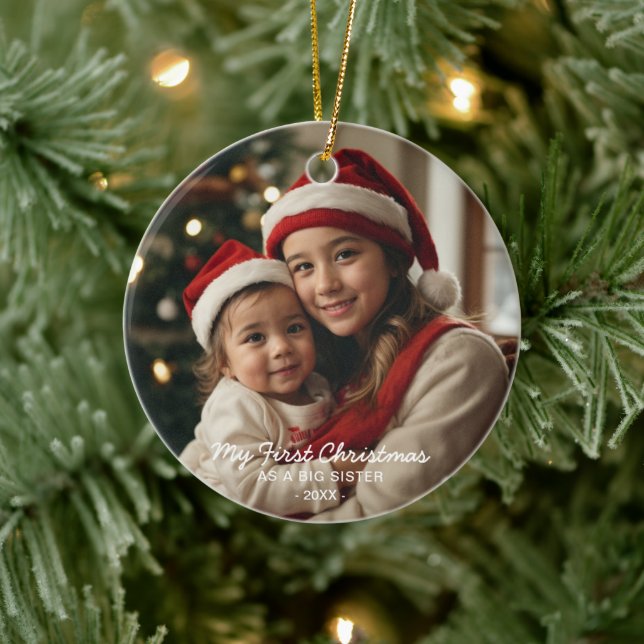 Meine ersten Weihnachten als großes Schwesterfamil Keramik Ornament (Baum)