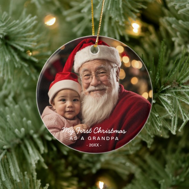 Meine ersten Weihnachten als Großvater-Foto Keramik Ornament (Baum)