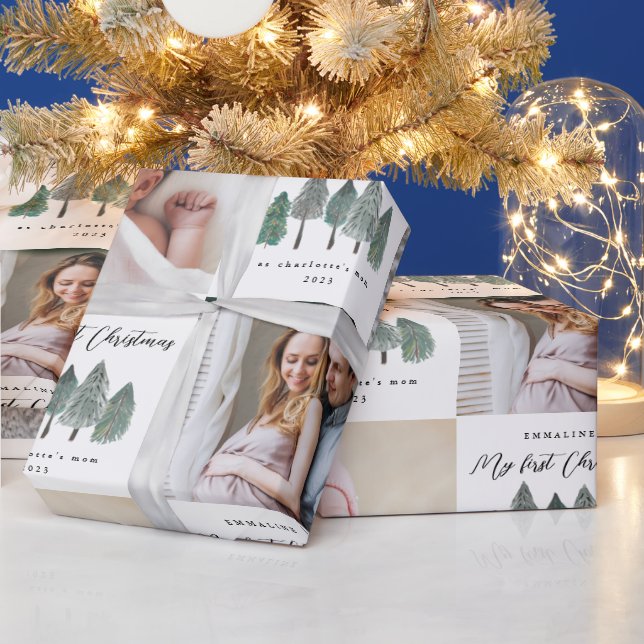 Meine ersten Weihnachten als Mama Foto Collage Pin Geschenkpapier (Feiertage)