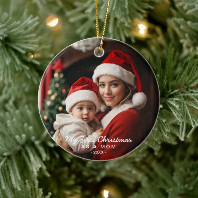 Meine ersten Weihnachten als Mama Foto Keramik Ornament (Baum)
