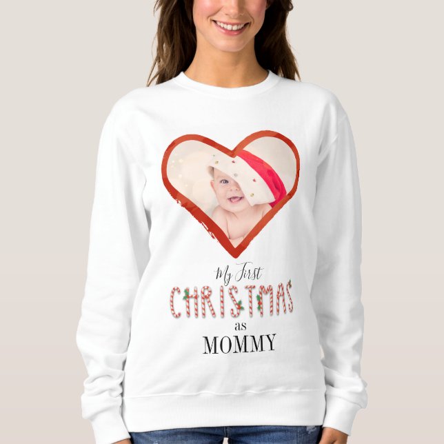 Meine ersten Weihnachten als Mama-Liebe Herz-Baby- Sweatshirt (Vorderseite)