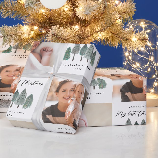 Meine ersten Weihnachten als Tante Foto Collage Bä Geschenkpapier (Feiertage)