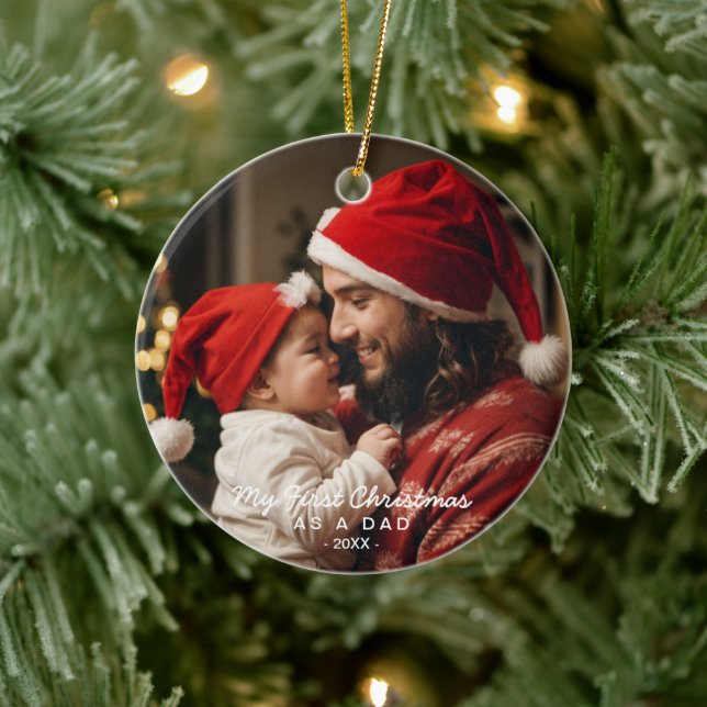 Meine ersten Weihnachten als Vater Foto Keramik Ornament (Baum)