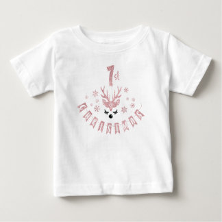 Meine ersten Weihnachten Moderne Rosa und Weiße Re Baby T-shirt