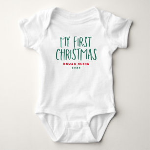 Meine ersten Weihnachten niedlich rot grün persona Baby Strampler