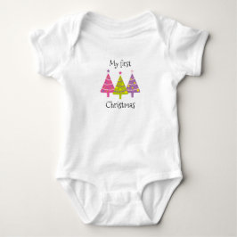 Meine ersten Weihnachten Niedlichen Rosa Bäume Baby Strampler