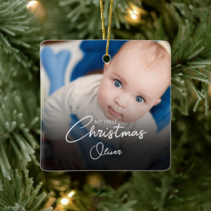 Meine ersten Weihnachts-Baby-Jungen-Statistiken Fo Keramikornament