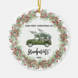 Meine ersten Weihnachtsgroßeltern LKW Greenery Keramik Ornament