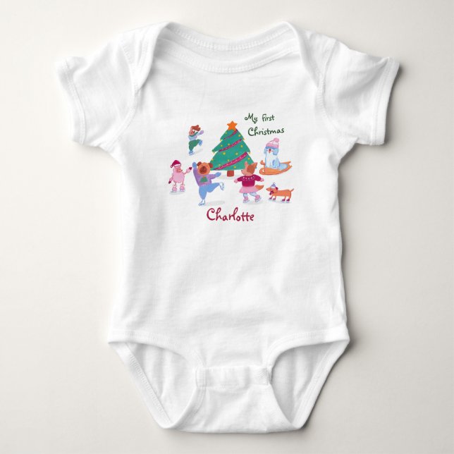 Meine ersten Weihnachtshunde Ice Skaten T - Shirt (Vorderseite)