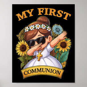 Meine Erstkommunion Mädchen Dabbing 1stes religiös Poster