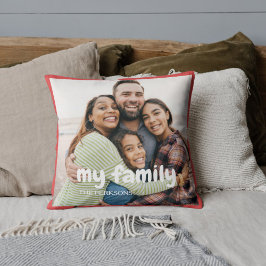 Meine Familie | Boho Text Overlay mit zwei Fotos Kissen