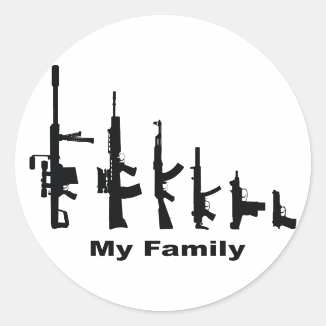 Meine Familie (ich Liebe Gewehre) Runder Aufkleber (Vorderseite)