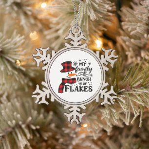 Meine Familie ist ein Haufen Schneeflocken Zinn-Ornament