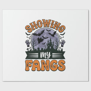 Meine Fangzähne zeigen Vintage-Halloween-Vampir-Sh Geschenkpapier