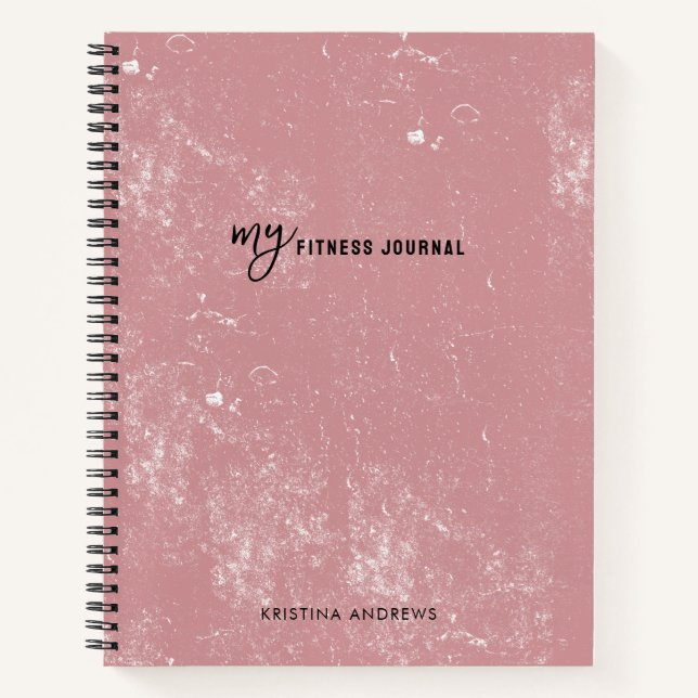Meine Fitness Journal Individuelle Name Blush Pink Notizbuch (Vorderseite)