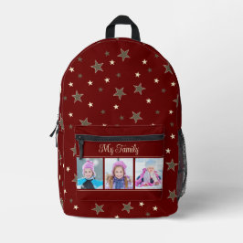 Meine Fotos und mit Sternen auf Burgund Bedruckter Rucksack