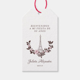Meine Fünfzehn Jahre Blumen Diseño Torre Eiffel Geschenkanhänger