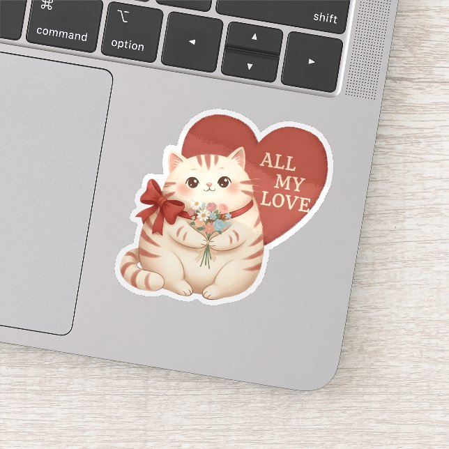 Meine ganze Liebe Tabby-Katze Aufkleber (Detail)