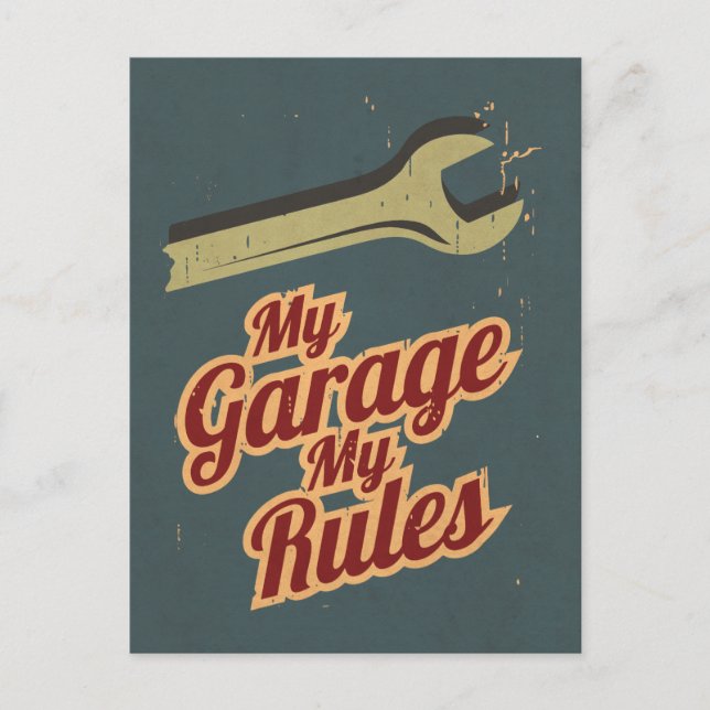 Meine Garage - Meine Regeln Postkarte (Vorderseite)